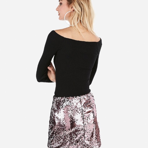 🎉HP🎉 ✨Express Pink & Silver Sequin Skirt ✨ - Picture 2 of 5